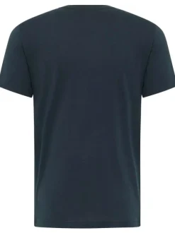 T-shirt Austin droit en coton marine avec col rond et logo bordeau imprimé