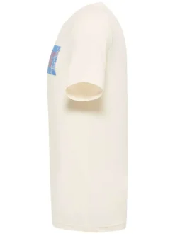 T-shirt Austin en coton blanc à imprimé orange et bleu et à col rond