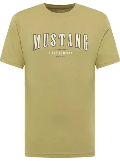 T-shirt Austin en coton kaki à imprimé marque central, coupe droite et col rond