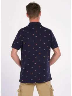 T-shirt avec imprimé perroquet pour homme bleu en coton coupe droite