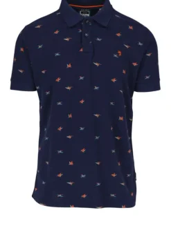 T-shirt avec imprimé perroquet pour homme bleu en coton coupe droite