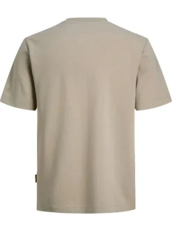 T-shirt beige uni avec une coupe droite, un col rond et des manches courtes