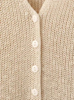 T-shirt beige uni sans manche pourvu d'une coupe droite et d'un col v