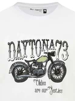 T-shirt blanc avec un imprimé à coupe droite un col rond et des manches courtes