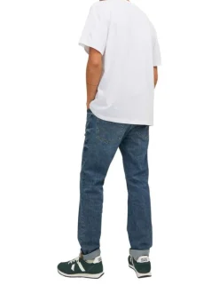 T-shirt blanc en coton avec une coupe droite et un col rond