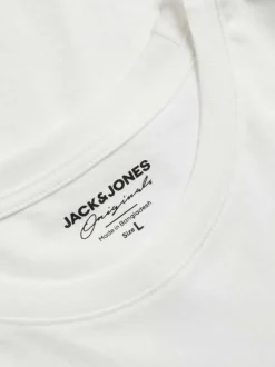 T-shirt blanc en coton biologique mélangé avec une coupe droite et un col rond