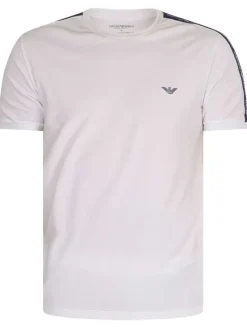 T-shirt blanc en coton uni avec logo floqué coupe slim col rond
