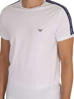 T-shirt blanc en coton uni avec logo floqué coupe slim col rond