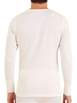 T-shirt blanc en laine mélangée avec col rond et coupe droite