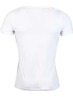 T-Shirt blanc en v-coton elasthanne v-uni coupe v-courte col v-col v
