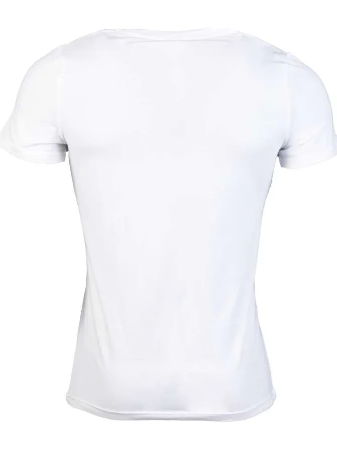 T-Shirt blanc en v-coton elasthanne v-uni coupe v-courte col v-col v