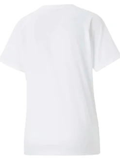 T-shirt blanc fantaisie coupe régular avec un col rond et le logo floqué brillant