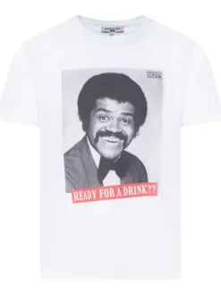 T-shirt blanc fantaisie en coton biologique à col rond