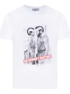 T-shirt blanc fantaisie en coton biologique à col rond