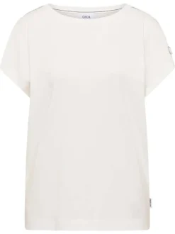 T-shirt blanche uni avec une coupe droite et des manches courtes