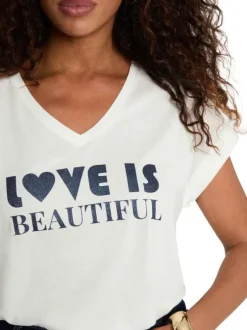 T-shirt blanc à imprimé avec une coupe droite et des manches courtes