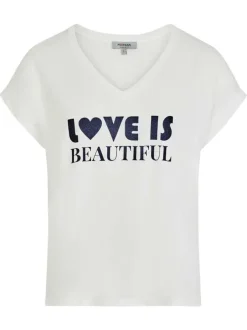 T-shirt blanc à imprimé avec une coupe droite et des manches courtes