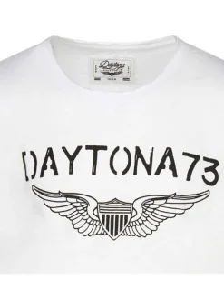 T-shirt blanc imprimé en coton avec une coupe droite un col rond et des manches courtes
