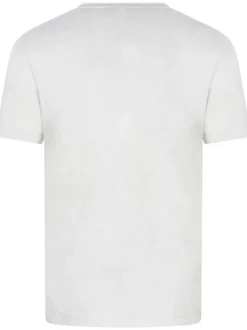 T-shirt blanc imprimé en coton avec une coupe droite un col rond et des manches courtes
