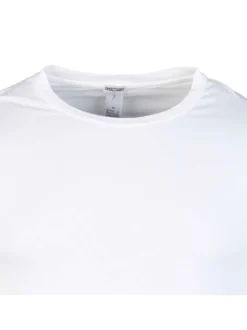 T-Shirt blanc uni ajusté à col rond avec surpiqûres ton sur ton