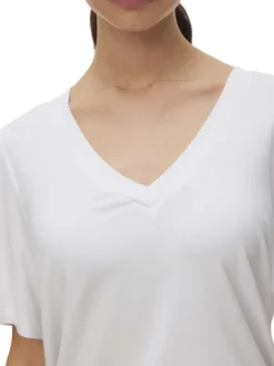 T-shirt blanc uni avec une coupe ajustée et des manches courtes