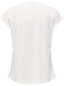 T-shirt blanc uni avec une coupe ample et un col v en lurex doré