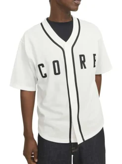 T-shirt blanc uni avec une coupe droite à col v et des manches courtes