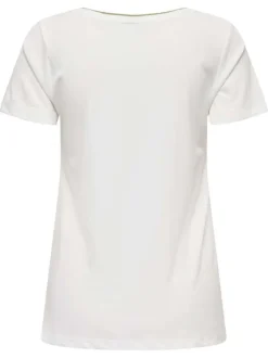 T-shirt blanc uni avec une coupe droite et des manches courtes
