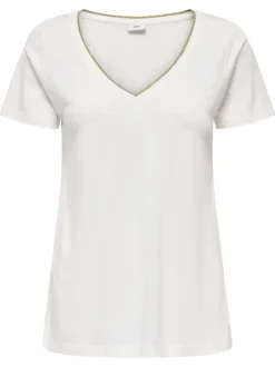T-shirt blanc uni avec une coupe droite et des manches courtes