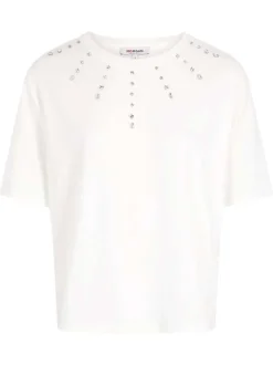T-shirt blanc uni avec une coupe droite et des manches courtes
