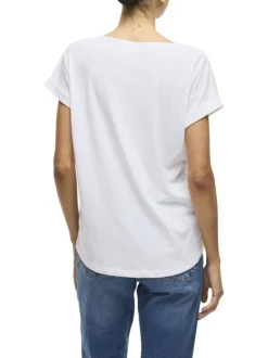T-shirt blanc uni avec une coupe droite et des manches courtes