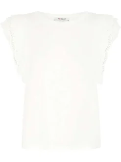 T-shirt blanc uni avec une coupe droite et des manches courtes