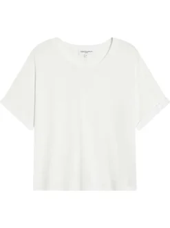 T-shirt blanc uni avec une coupe droite et des manches courtes