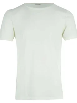 T-shirt blanc uni avec une coupe droite un col rond et des manches courtes