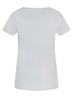 T-shirt blanc uni avec une coupe droite un col v et des manches courtes