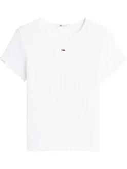 T-shirt blanc uni avec une coupe moulante et des manches courtes