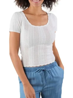 T-shirt blanc uni avec une coupe près du corps et un col rond