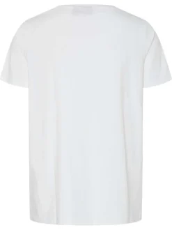 T-shirt blanc uni à col v avec inscription "Amour" brodé sur la poitrine