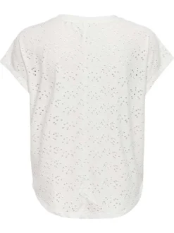 T-shirt blanc uni à coupe droite avec un col rond et des manches courtes