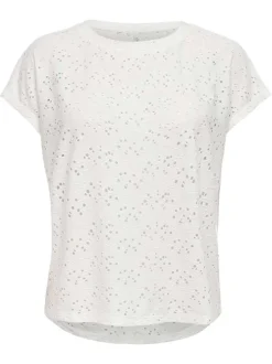 T-shirt blanc uni à coupe droite avec un col rond et des manches courtes
