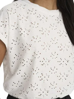 T-shirt blanc uni à coupe droite avec un col rond et des manches courtes