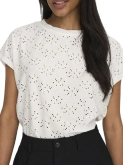 T-shirt blanc uni à coupe droite avec un col rond et des manches courtes