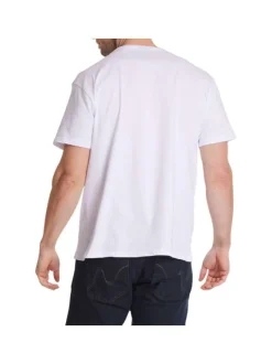 T-shirt blanc uni en coton avec une coupe droite et à col rond