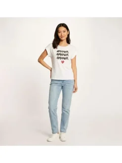 T-shirt blanc uni pourvu de manches courtes et d'un col rond