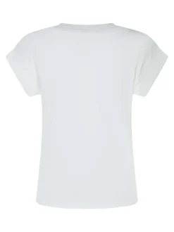 T-shirt blanc uni pourvu de manches courtes et d'un col rond