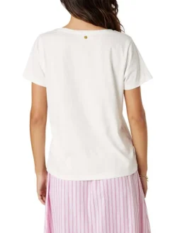 T-shirt blanc uni pourvu de manches courtes et d'une coupe droite