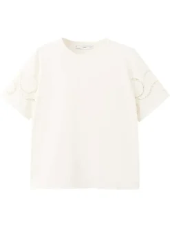 T-shirt blanc uni pourvu d'une coupe droite et de manches courtes