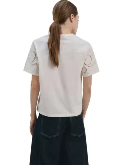 T-shirt blanc uni pourvu d'une coupe droite et de manches courtes