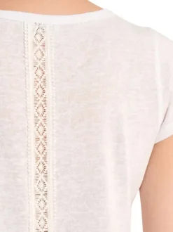 T-shirt blanc uni pourvu d'une coupe droite et d'un col rond
