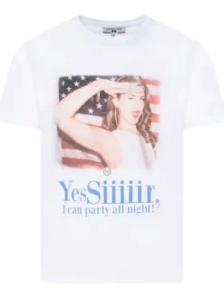 T-shirt blanc YES SIIIR en coton biologique à col rond